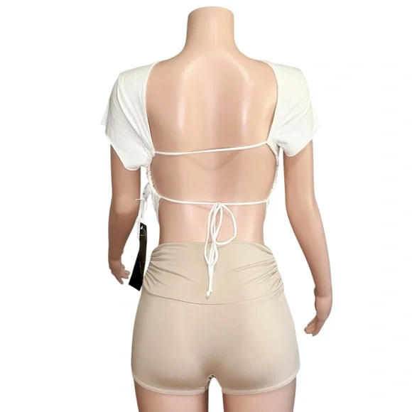 ARE YOU AM I Calla Shorts, Nude, Small